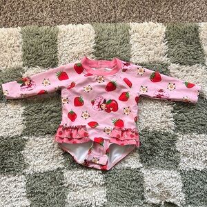 Strawberry Shortcake  Long- Sleeve Ruffle Rash Guard Swimsuit, One- Piece 0/3m